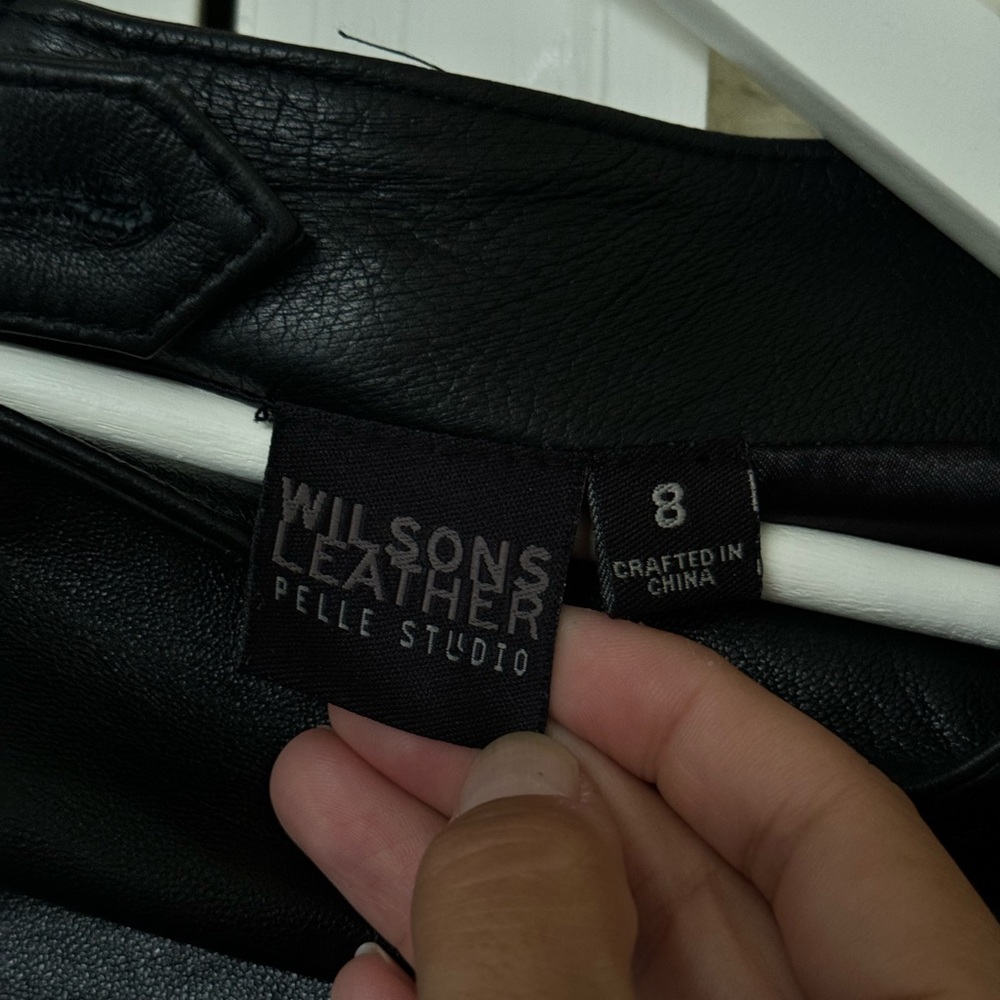 Wilsons Leather Pelle Studio Vintage Black Leather Pencil Skirt 8 - Picture 3 of 12